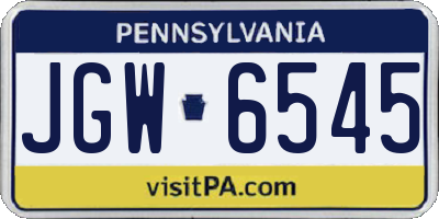PA license plate JGW6545