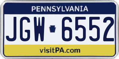 PA license plate JGW6552