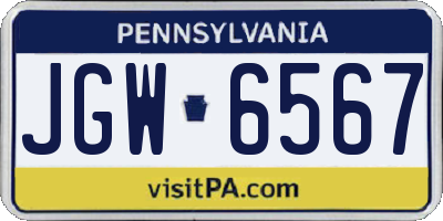 PA license plate JGW6567