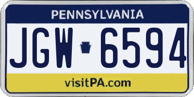 PA license plate JGW6594
