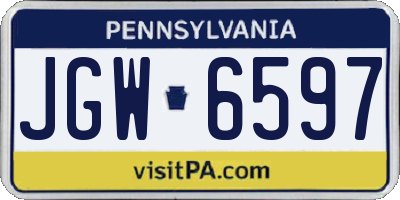 PA license plate JGW6597