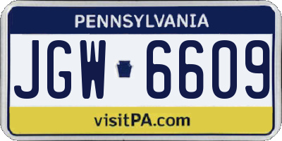 PA license plate JGW6609