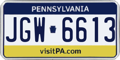 PA license plate JGW6613