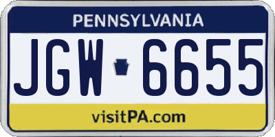 PA license plate JGW6655