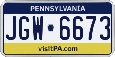 PA license plate JGW6673