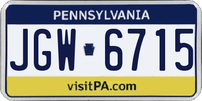 PA license plate JGW6715