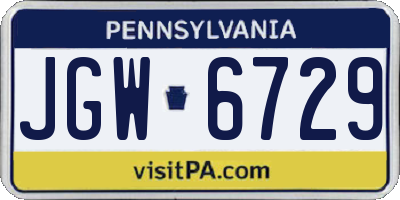 PA license plate JGW6729