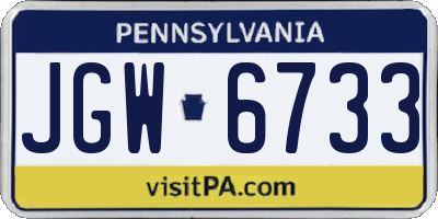 PA license plate JGW6733