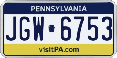 PA license plate JGW6753