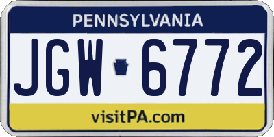 PA license plate JGW6772