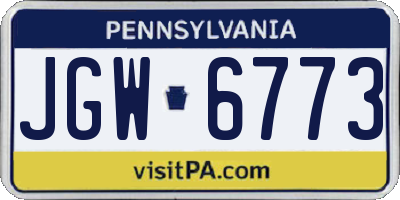 PA license plate JGW6773