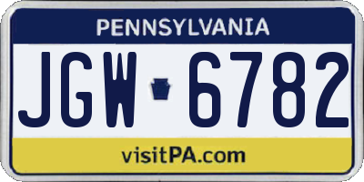 PA license plate JGW6782