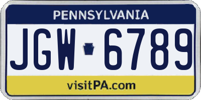PA license plate JGW6789