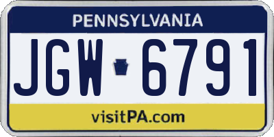 PA license plate JGW6791