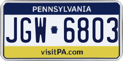 PA license plate JGW6803