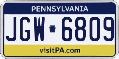 PA license plate JGW6809
