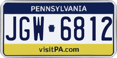 PA license plate JGW6812