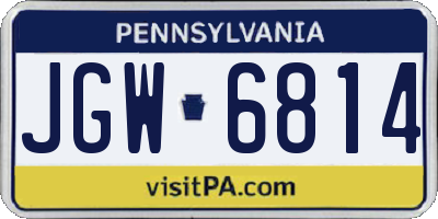 PA license plate JGW6814