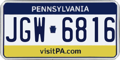 PA license plate JGW6816