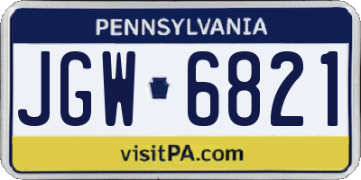 PA license plate JGW6821