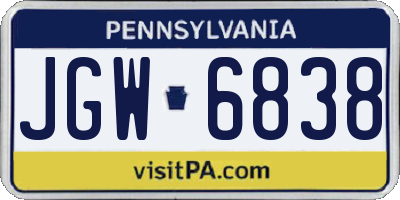 PA license plate JGW6838