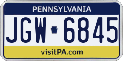 PA license plate JGW6845
