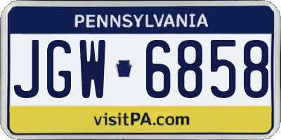 PA license plate JGW6858