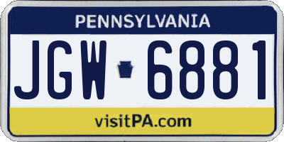 PA license plate JGW6881