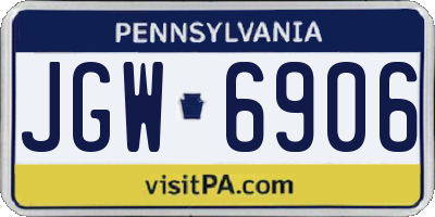 PA license plate JGW6906
