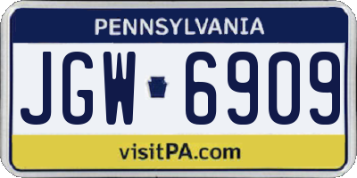 PA license plate JGW6909
