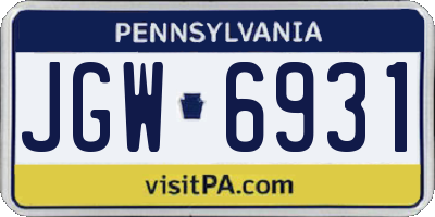 PA license plate JGW6931
