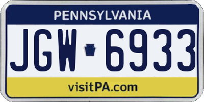 PA license plate JGW6933