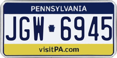 PA license plate JGW6945