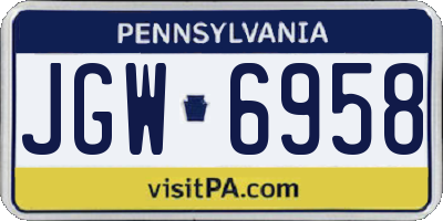 PA license plate JGW6958