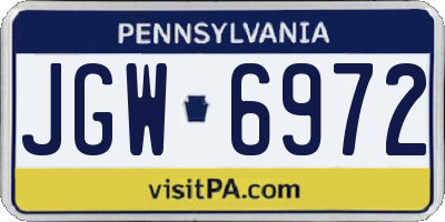 PA license plate JGW6972
