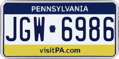 PA license plate JGW6986
