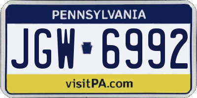 PA license plate JGW6992