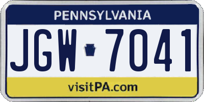 PA license plate JGW7041