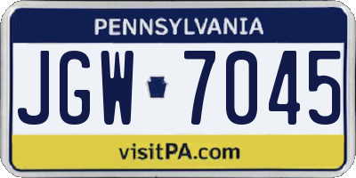 PA license plate JGW7045