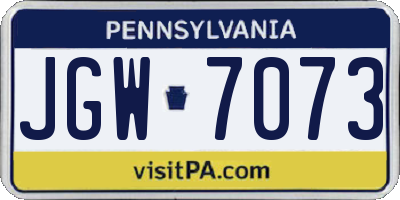 PA license plate JGW7073