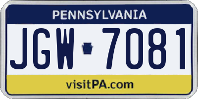 PA license plate JGW7081