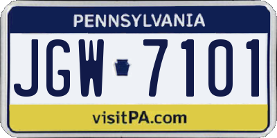 PA license plate JGW7101