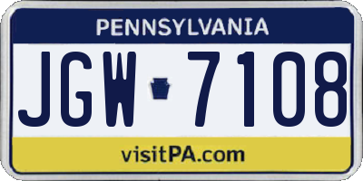 PA license plate JGW7108