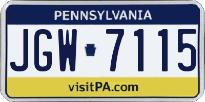 PA license plate JGW7115
