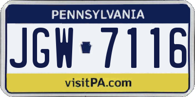 PA license plate JGW7116