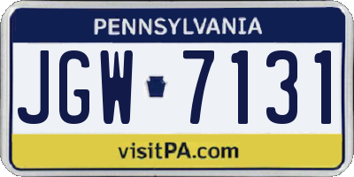 PA license plate JGW7131
