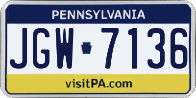 PA license plate JGW7136