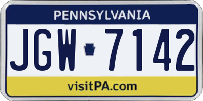 PA license plate JGW7142