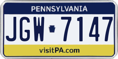 PA license plate JGW7147