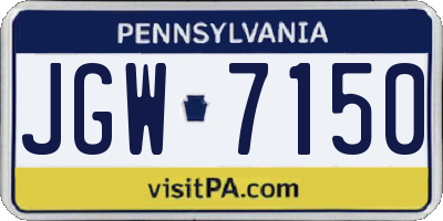 PA license plate JGW7150